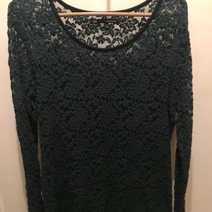 Dark Green Lace Top